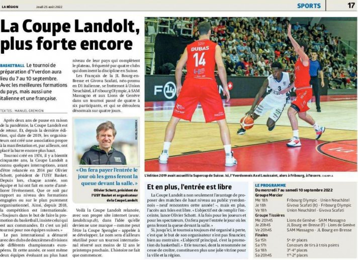 Article paru dans La Région le 31 août 2022
